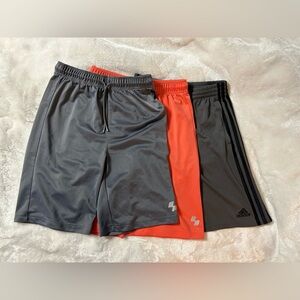 3 Boys gray & orange athletic basketball shorts size large 10 12